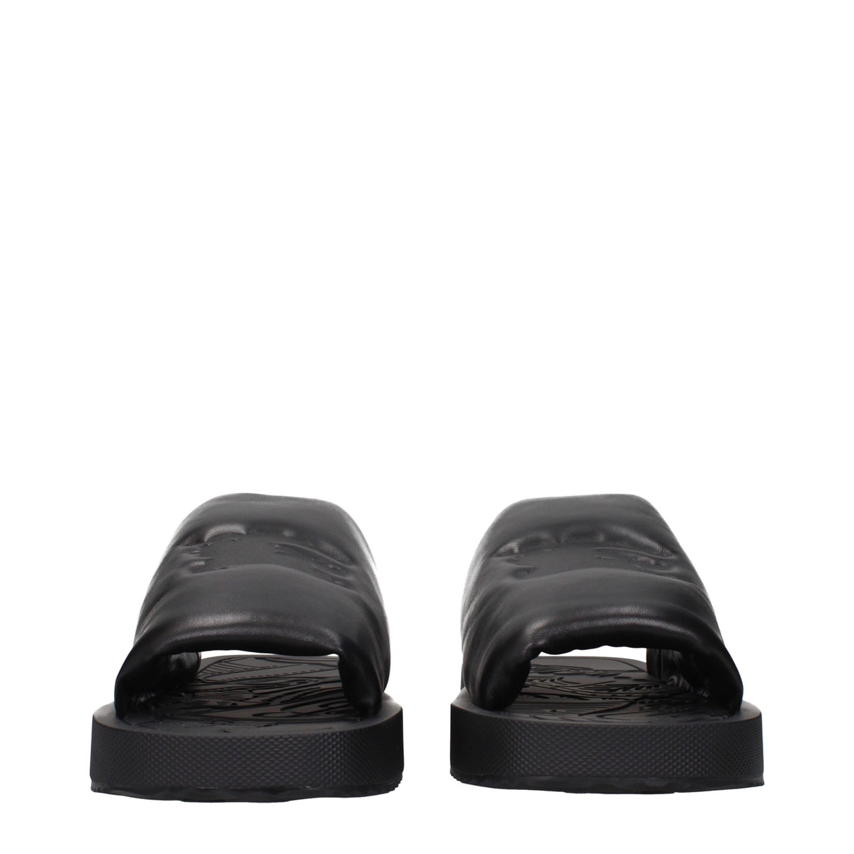 Burberry Black Leather Slippers Sandals