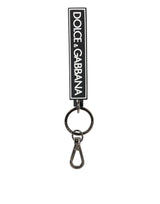 Dolce & Gabbana Black White DG Rubber Logo Silver Men's Holder Keyring