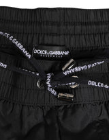 Dolce & Gabbana Black Nylon KING Sideband Men Boxer Shorts Swimwear