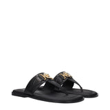 Versace Black Leather Flip-Flop Sandals