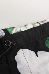 Dolce & Gabbana Black White Polyester Floral Orchid Print Shorts