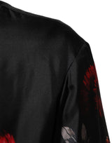 Dolce & Gabbana Black Red Floral Silk Bomber Blouson Jacket