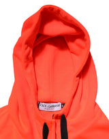 Dolce & Gabbana Red Fluorescent Polyester Logo Patch Hoodie Sweater