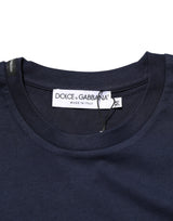 Dolce & Gabbana Dark Blue Cotton DG Logo Print Men’s Top T-shirt