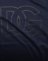 Dolce & Gabbana Dark Blue Cotton DG Logo Print Men’s Top T-shirt