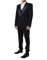 Dolce & Gabbana Black 3 Piece Wool Silk Blend Suit SICILIA