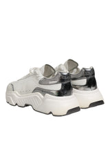 Dolce & Gabbana White Silver DAYMASTER Leather Men Sneakers Shoes