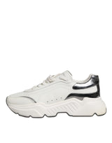Dolce & Gabbana White Silver DAYMASTER Leather Men Sneakers Shoes