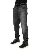 Dolce & Gabbana Black Gray Wash Slim Fit Straight Leg Denim Jeans