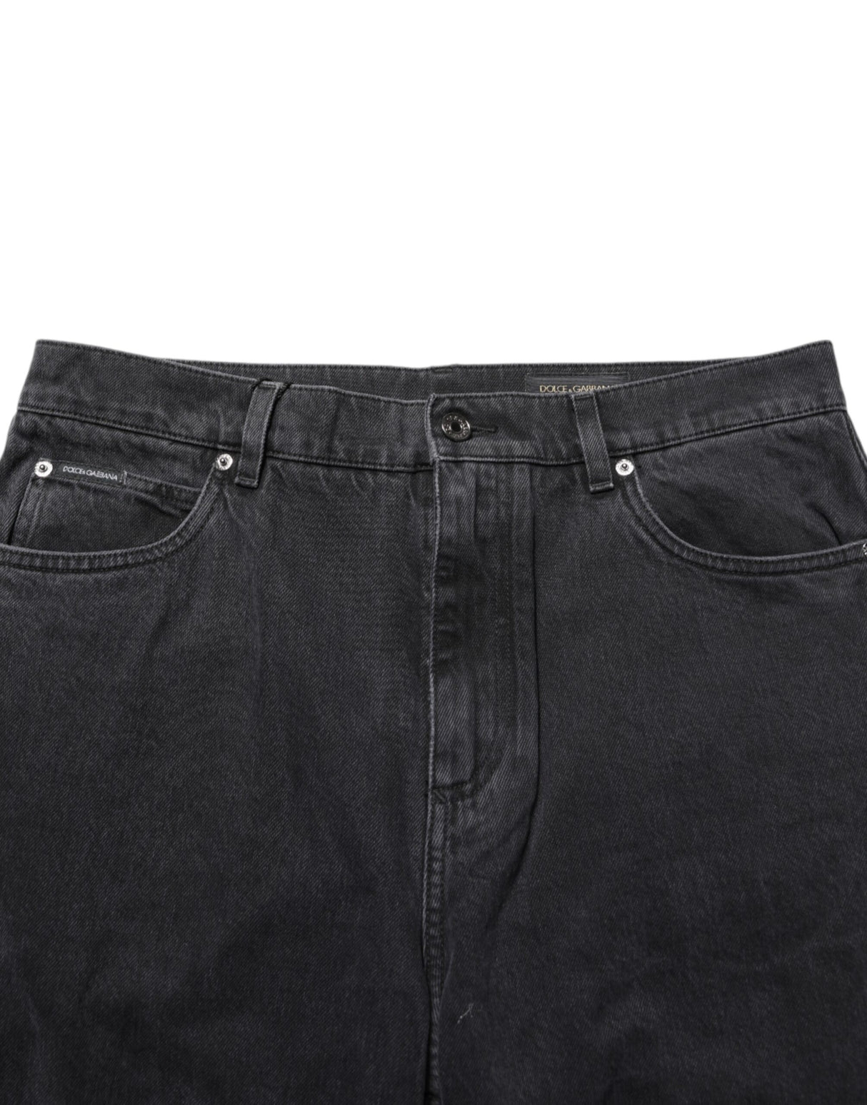 Dolce & Gabbana Black Denim Wide Leg Relaxed Fit Pants Jeans