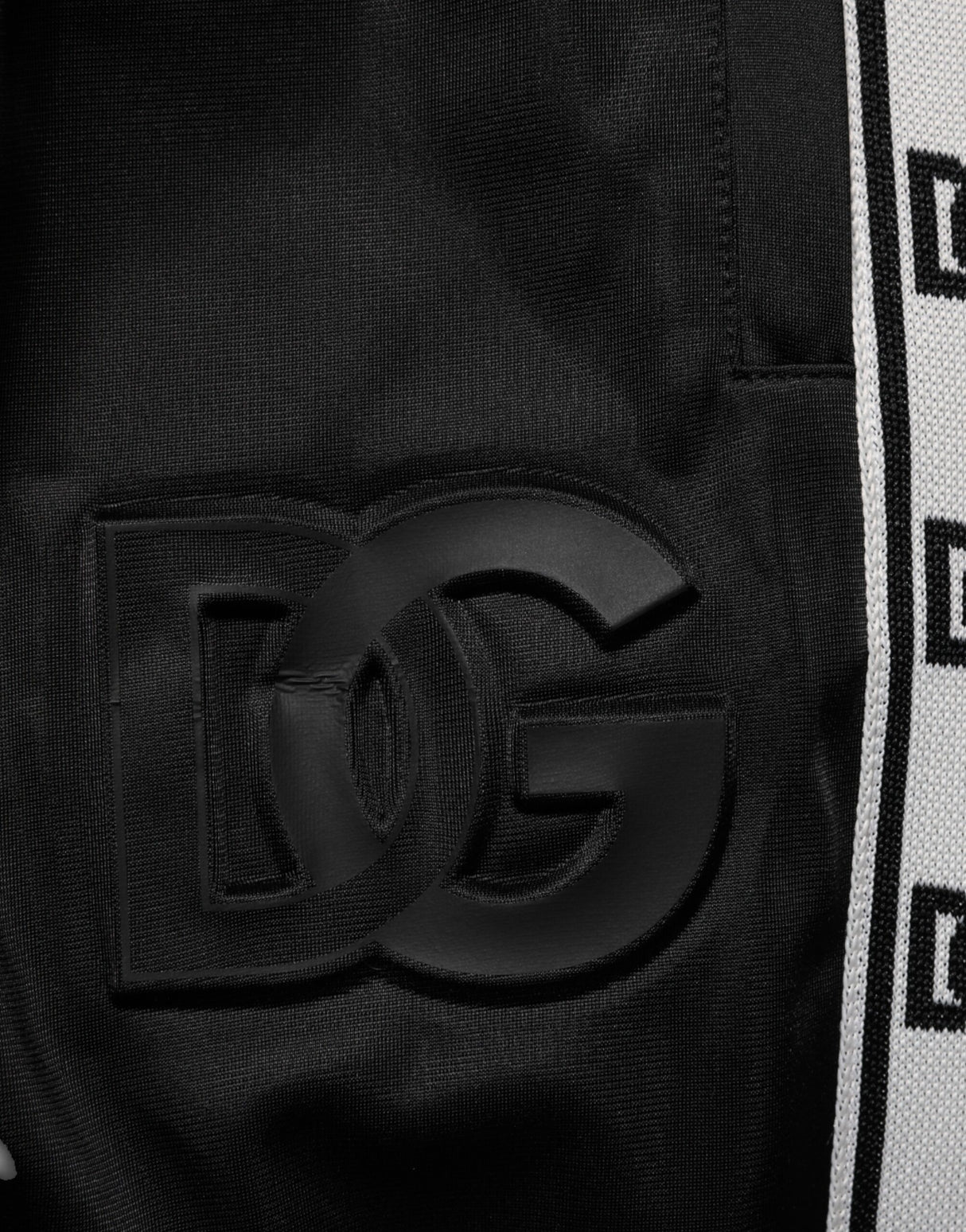 Dolce & Gabbana Black Polyester Logo Stripe Track Jogger Pants