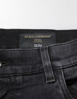 Dolce & Gabbana Black Slim Fit Stretch Men Denim Pants Jeans