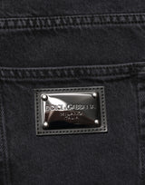 Dolce & Gabbana Black Cotton Logo Men Mid Waist Denim Jeans