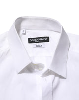 Dolce & Gabbana White Cotton GOLD DGPatch Formal Dress Shirt