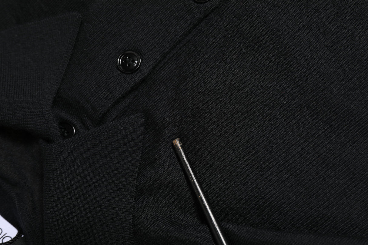 Dolce & Gabbana Black Logo Patch Collared Pullover Sweater
