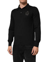 Dolce & Gabbana Black Logo Patch Collared Pullover Sweater