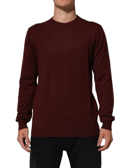 Dolce & Gabbana Maroon Cashmere Crew Neck Pullover Sweater