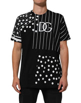 Dolce & Gabbana Black Cotton Polka Dots Round Neck T-shirt