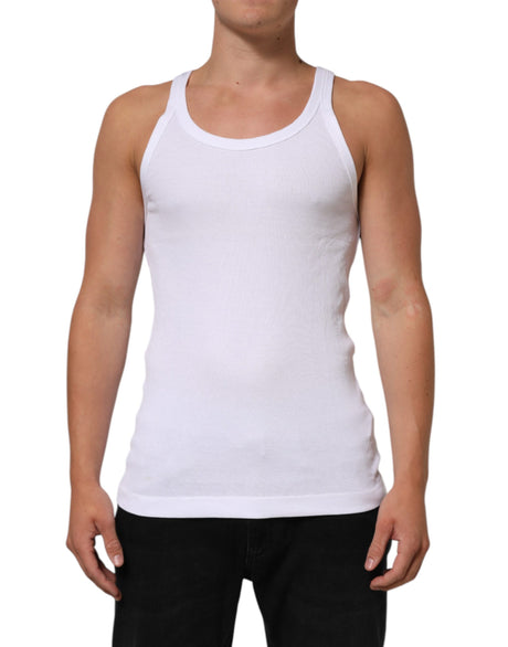 Dolce & Gabbana White Sleeveless Round Neck Tank Top T-shirt