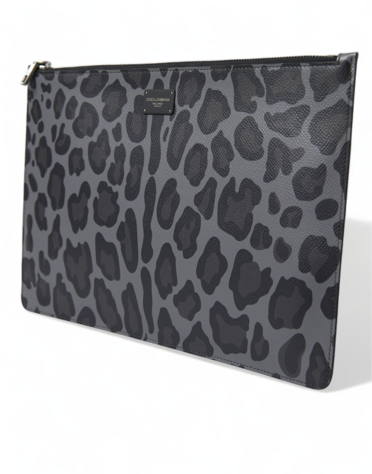 Dolce & Gabbana Multicolor Leopard Jacquard Logo Plaque Document Briefcase Bag
