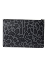 Dolce & Gabbana Multicolor Leopard Jacquard Logo Plaque Document Briefcase Bag