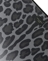 Dolce & Gabbana Multicolor Leopard Jacquard Logo Plaque Document Briefcase Bag