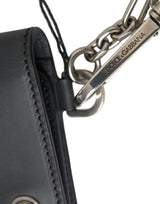 Dolce & Gabbana Black Leather Logo Embossed Mini Bifold Wallet Borse Bag