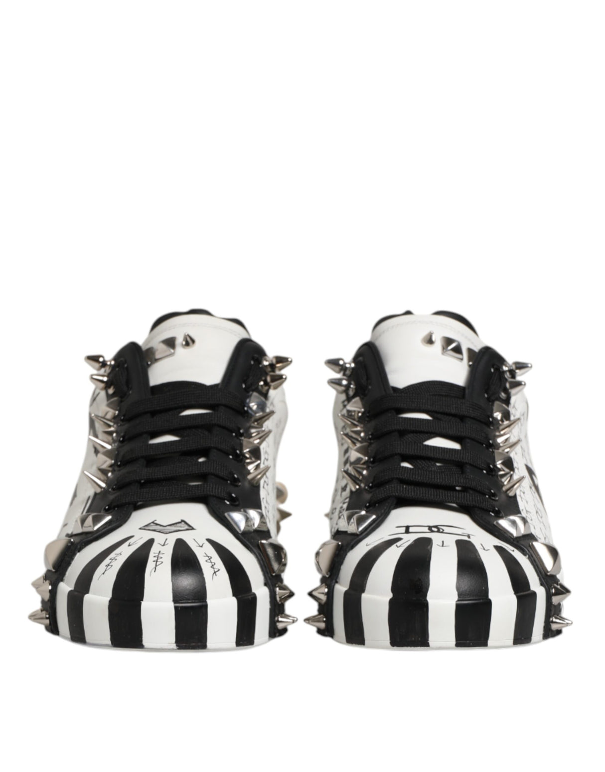 Dolce & Gabbana White Portofino Studded Men Sneakers Shoes
