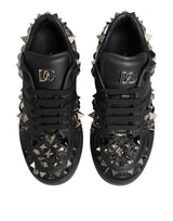 Dolce & Gabbana Black Portofino Studded Men Sneakers Shoes