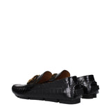 Versace Black Leather Slip-On Loafers