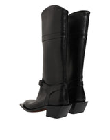 Dolce & Gabbana Black Logo Plaque Over The Calf Boot Shoes