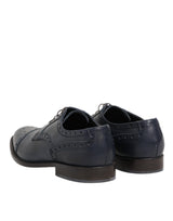 Daniele Alessandrini Blue Leather Wingtip Lace-up Formal Derby Shoes