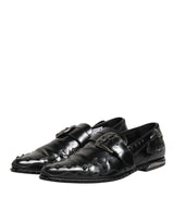 Dolce & Gabbana Black Embellished Dress Monk Strap Shoes