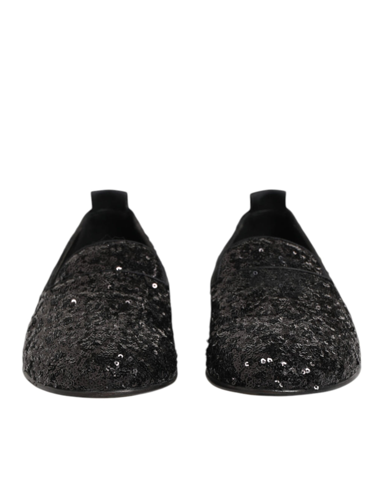 Dolce & Gabbana Black Sequined Slip On Loafers Dress Shoes