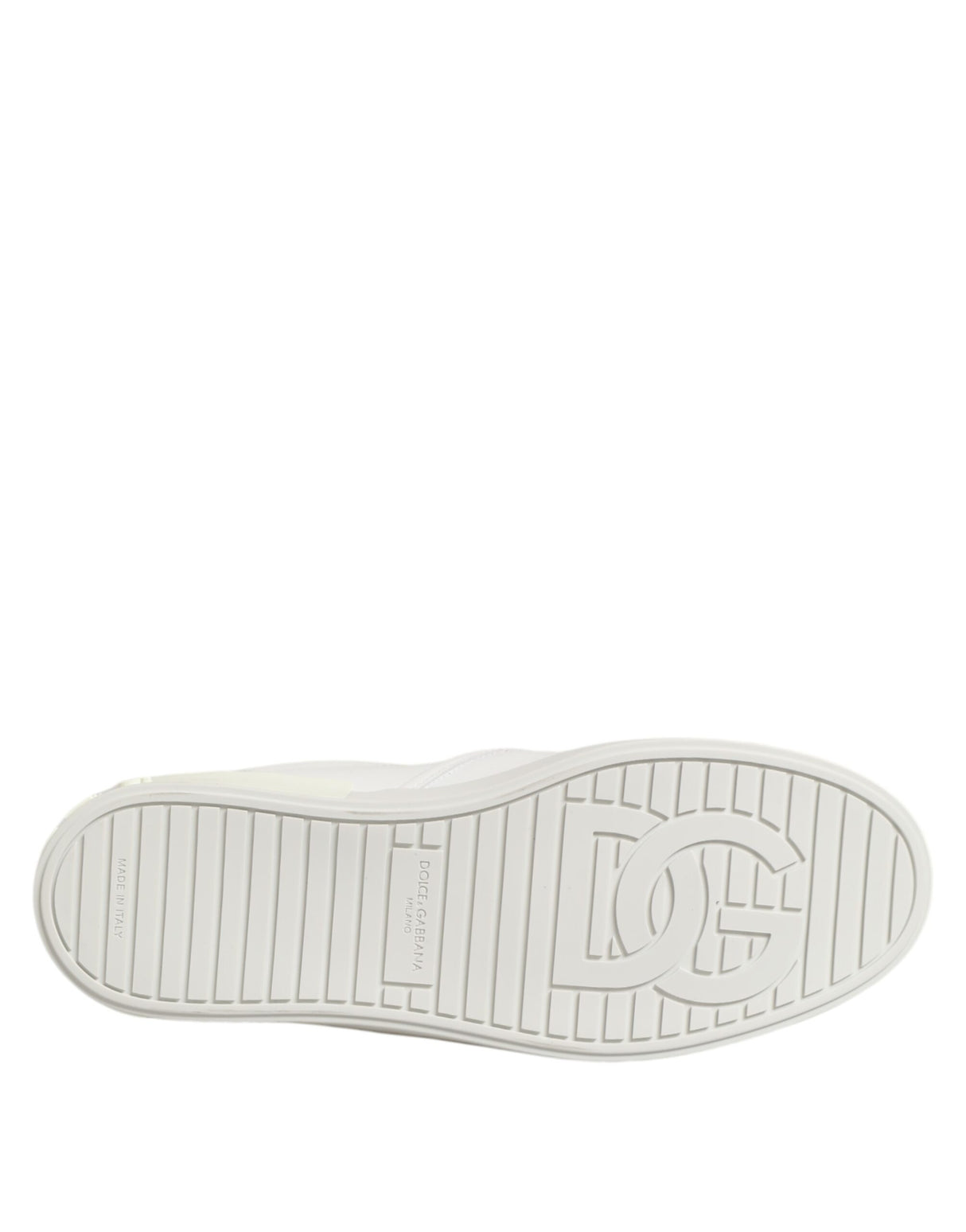 Dolce & Gabbana White Leather Low Top Slip On Sneakers Shoes