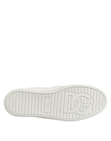 Dolce & Gabbana White Leather Low Top Slip On Sneakers Shoes