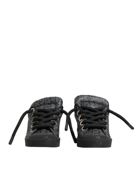 Dolce & Gabbana Black Cotton Denim Logo Low Top Sneakers  Shoes