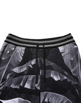 Dolce & Gabbana Black Banana Leaf Cotton Jogger Trouser Pants