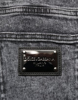 Dolce & Gabbana Gray Cotton Slim Fit Denim Trouser Jeans