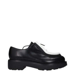 Prada Black Leather Oxfords And Derbies