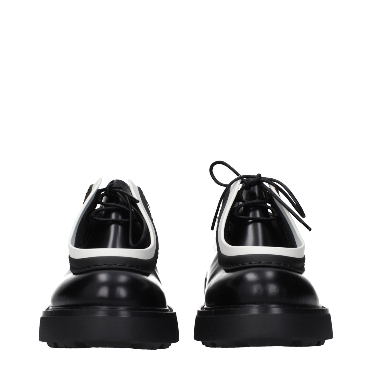 Prada Black Leather Oxfords And Derbies