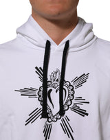 Dolce & Gabbana White Sacred Heart Hooded Sweatshirt Sweater
