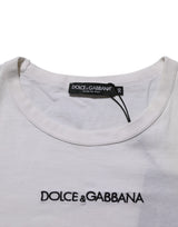 Dolce & Gabbana White Logo Print Cotton Crew Neck Men T-shirt