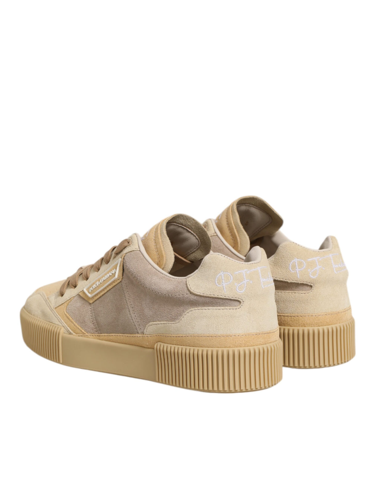 Dolce & Gabbana Beige Leather Miami Low Top Sneakers Men Shoes