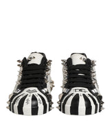 Dolce & Gabbana Black White Studded Low Top Sneakers Shoes