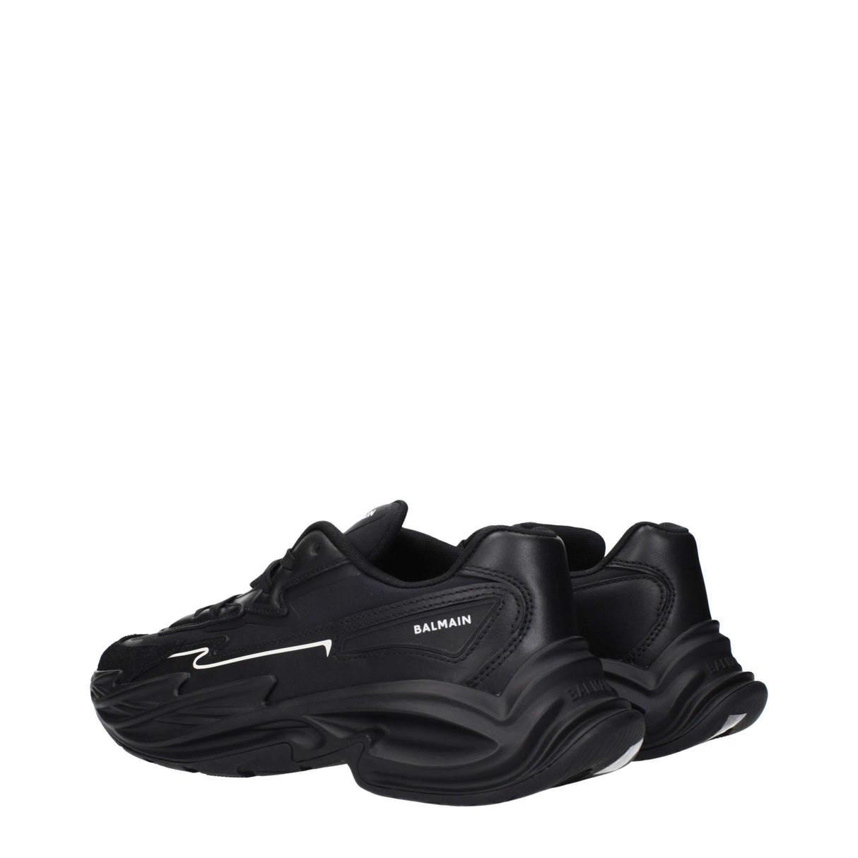 Balmain Black Leather Athletic Sneakers