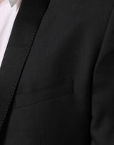 Dolce & Gabbana Black Wool GOLD 1 Button Suit Coat Blazer