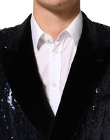 Dolce & Gabbana Blue Sequin SICILIA Double Breasted Blazer