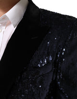 Dolce & Gabbana Blue Sequin SICILIA Double Breasted Blazer