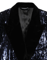 Dolce & Gabbana Blue Sequin SICILIA Double Breasted Blazer